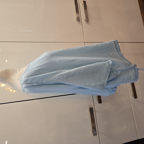 Eileen Fisher 100% Organic Linen Short Sleeve Top Blouse Light Blue Size Large - Picture 2 of 8